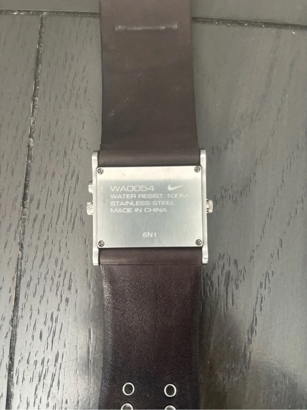 Nike WA0054 Oregon Dual Time Watch Y2K Brown Leather Cuff 100M Rare Vintage